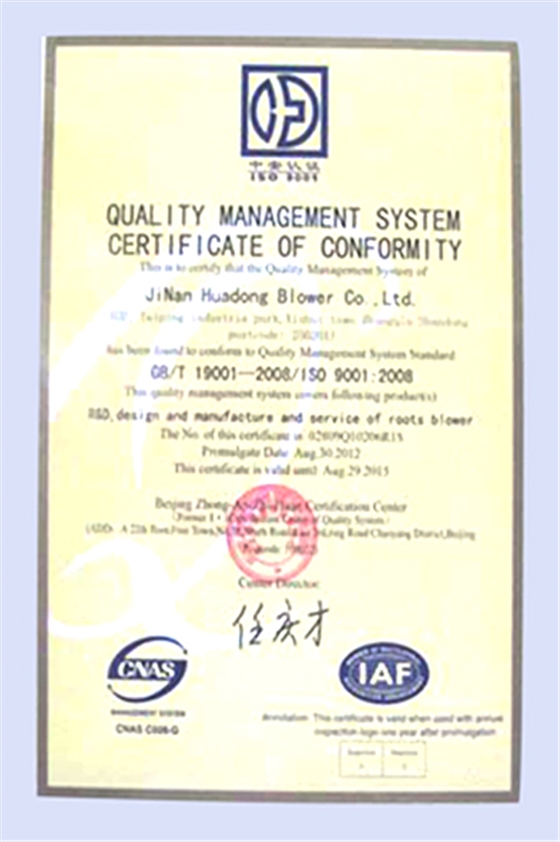 华东荣誉-质量管理证书（英文）